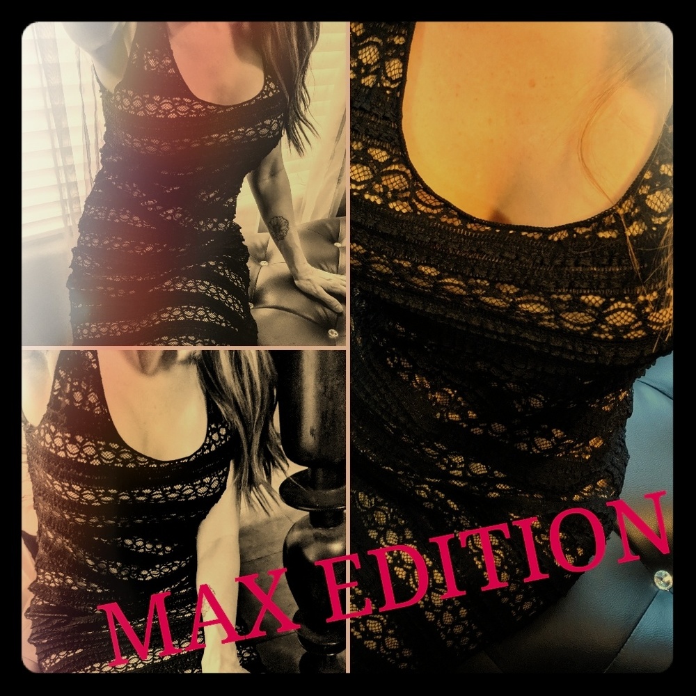 Max Edition Black Lace Cocktail Dress M